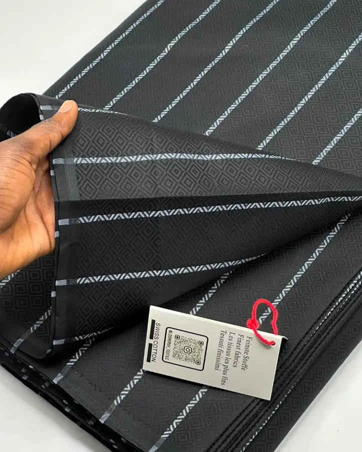 Black Pinstripe Classic Atiku Fabric