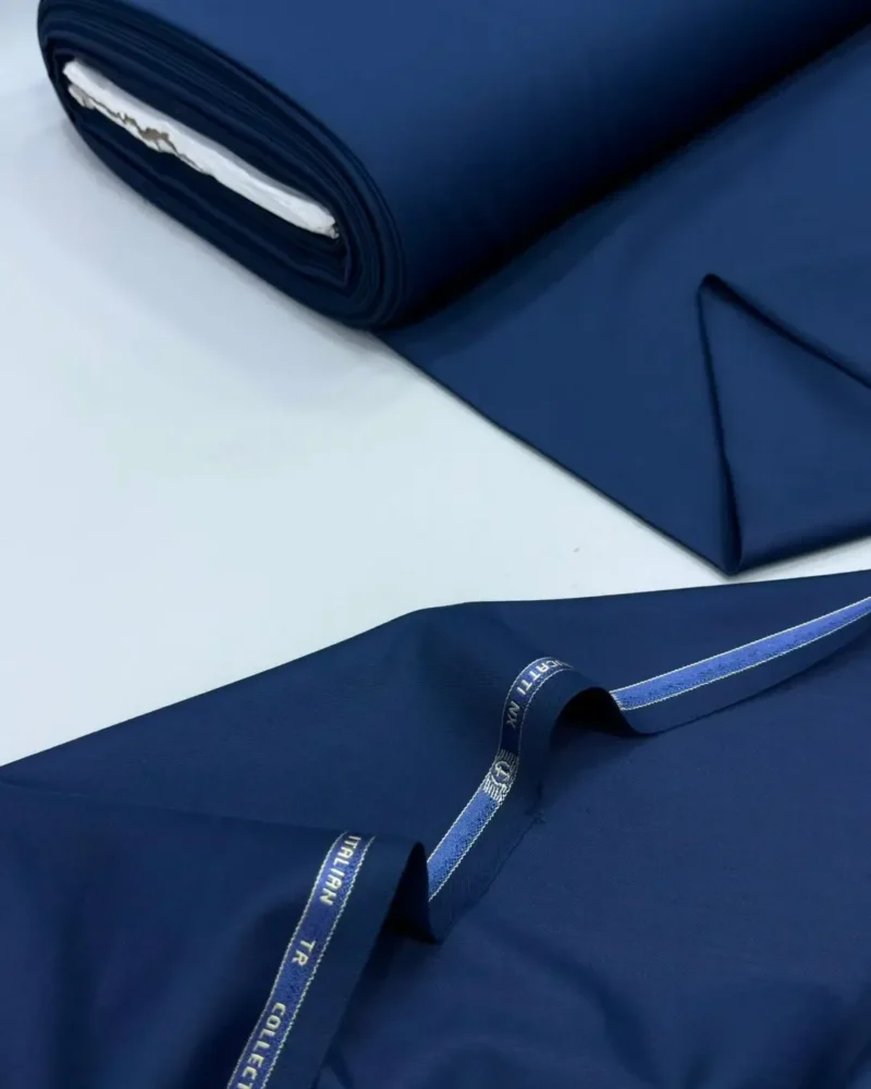 Navy Ducatti Premium Wool fabric on the roll