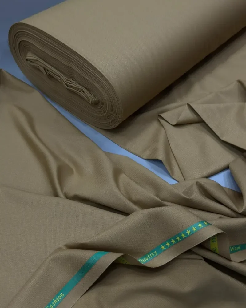 Khaki Extrafine Super Cashmere Wool fabric on the roll