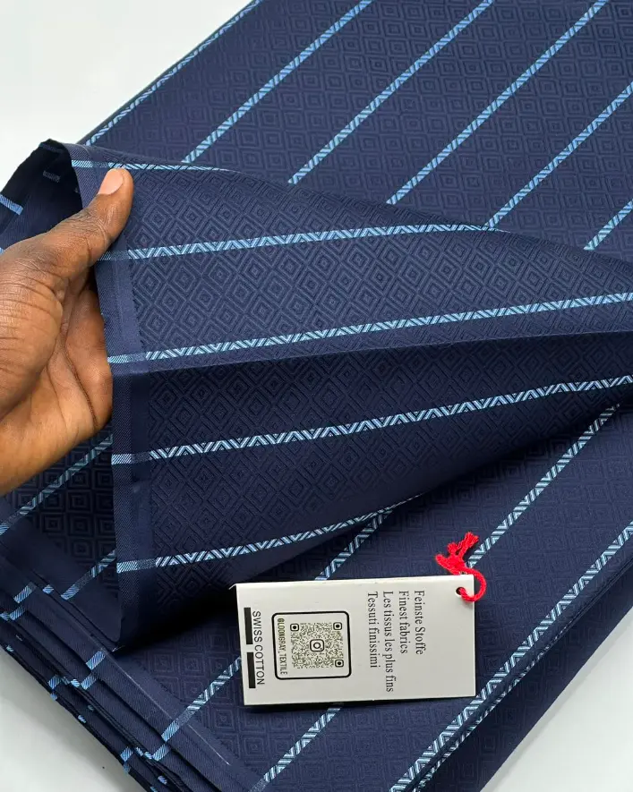 Navy Pinstripe Classic Atiku Fabric
