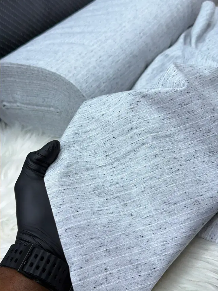 Grey Flannel Stock Premium Wool fabric on the roll